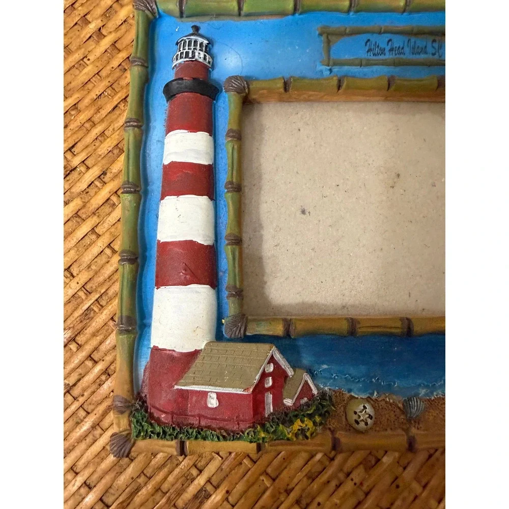 Hilton Head Island SC Resin Beach Picture Frame Lighthouse Flip Flops Bamboo